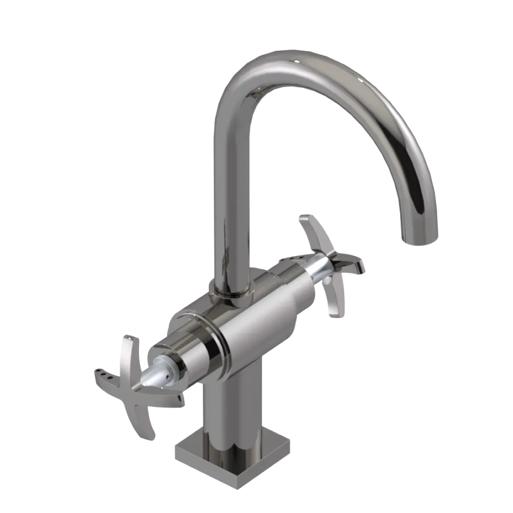 Rubinet Single Hole Dual Handle Lav. Set. (less drain) Polished Nickel