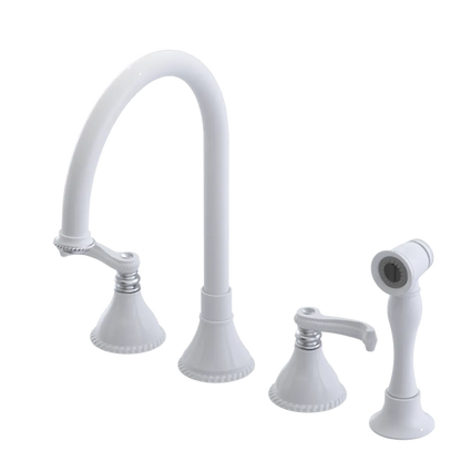 Rubinet Widespread Kitchen Set with Hand Spray White