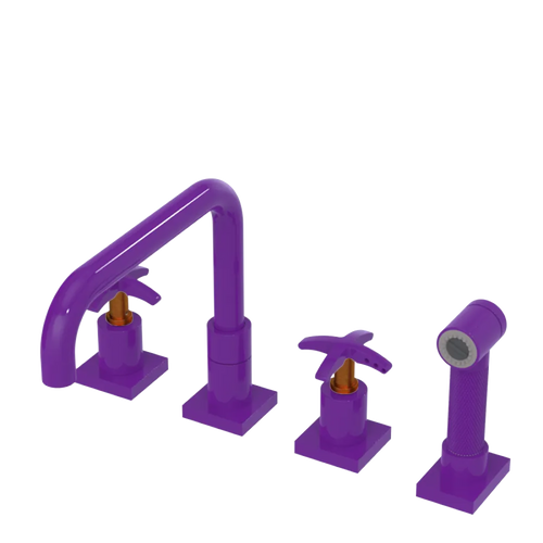 Rubinet Widespread Kitchen Set with Genesis Spout with Hand Spray Purple Haze