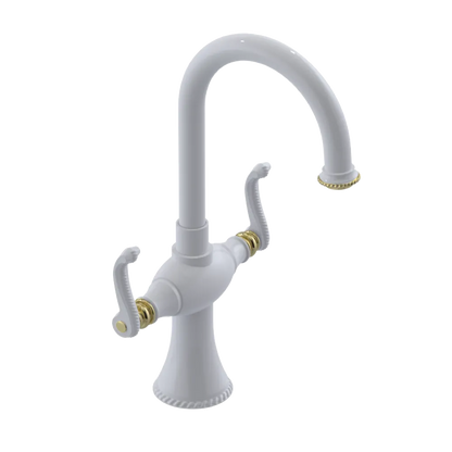 Rubinet Single Hole Dual Handle Lav. Set. (less drain) White