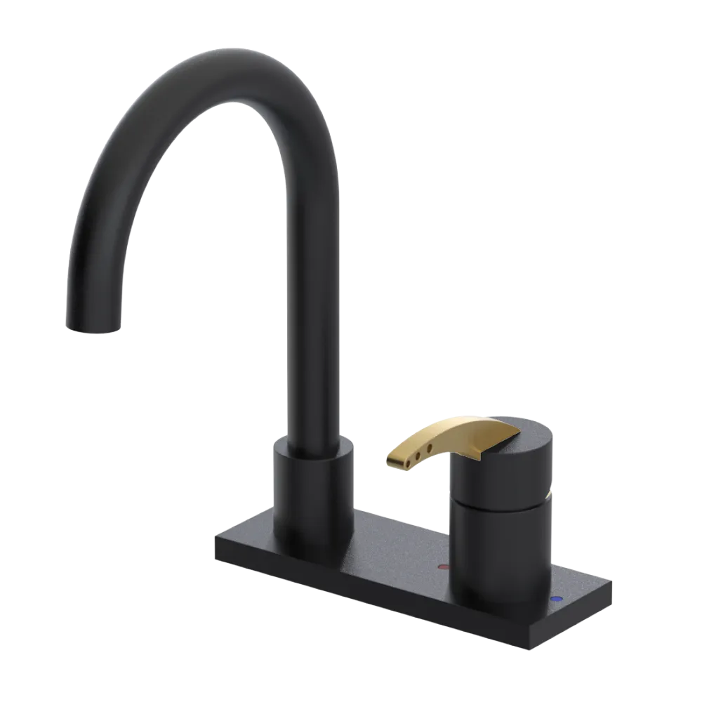 Rubinet 4" Centre Single Control Lav. Set. (less drain) Matt Black