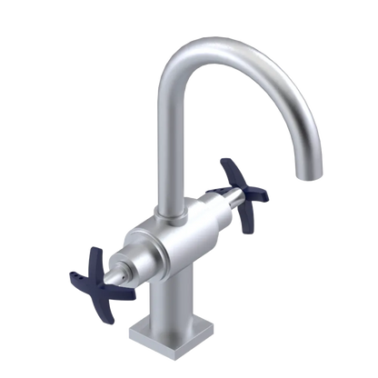 Rubinet Single Hole Dual Handle Lav. Set. (less drain) Satin Chrome