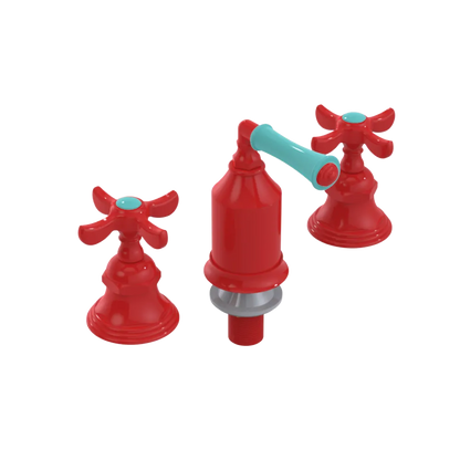 Rubinet Bidet Fitting with Spray, Diverter, and Vacum Breaker (Less Drain) Red