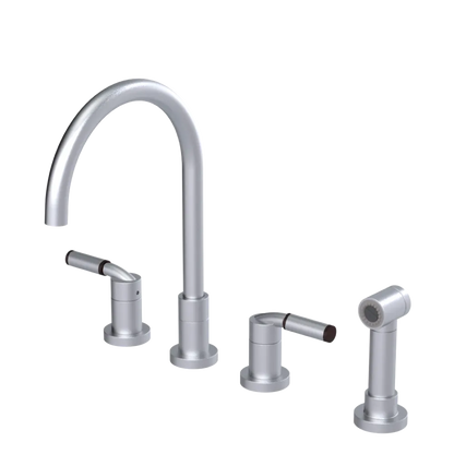 Rubinet Widespread Kitchen Set with Hand Spray Satin Chrome
