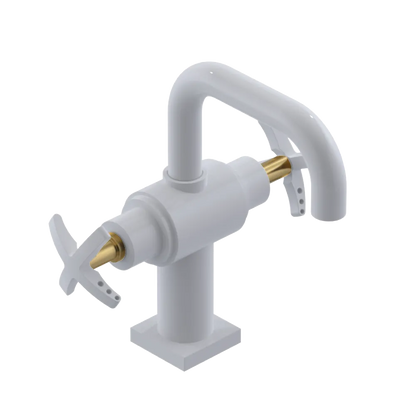 Rubinet Single Hole Dual Handle Lav. Set. with Genesis spout (less drain) White