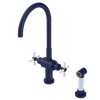 Rubinet Two Handle Single Hole Kitchen Set with LaSalle Spout with Hand Spray Midnight Blue