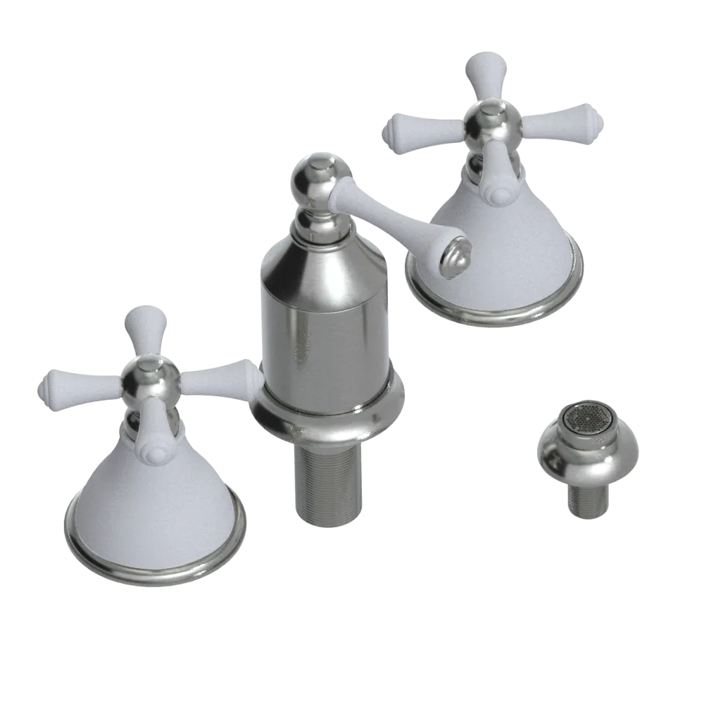Rubinet Bidet Fitting with Spray, Diverter, and Vacum Breaker (Less Drain) Satin Nickel