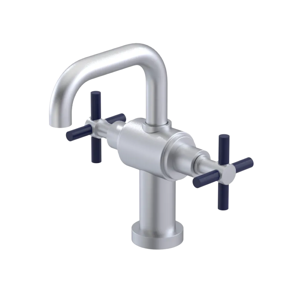 Rubinet Single Hole Dual Handle Lav. Set. (less drain) Satin Chrome