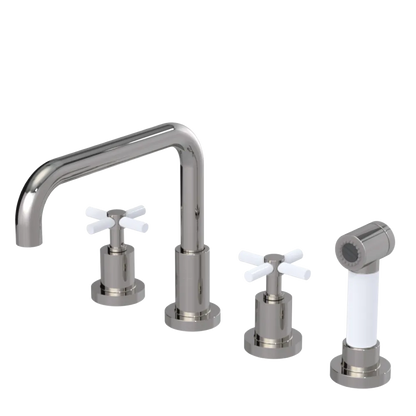Rubinet Widespread Kitchen Set with Hand Spray Polished Nickel