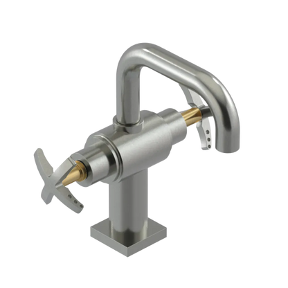 Rubinet Single Hole Dual Handle Lav. Set. with Genesis spout (less drain) Satin Nickel
