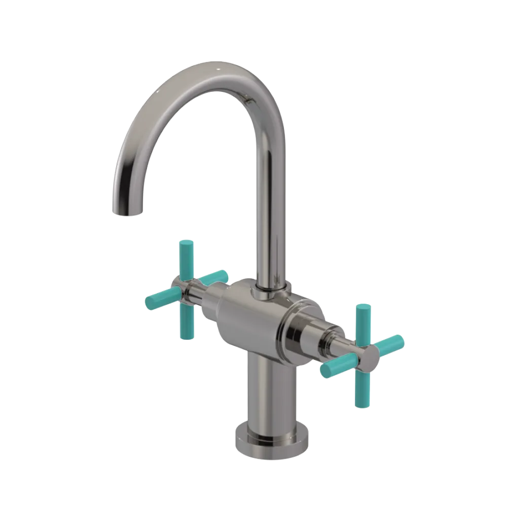 Rubinet Single Hole Dual Handle Lav. Set with LaSalle Spout (less drain) Polished Nickel