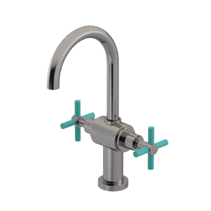 Rubinet Single Hole Dual Handle Lav. Set with LaSalle Spout (less drain) Polished Nickel