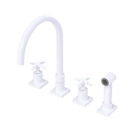 Rubinet Widespread Kitchen Set with Hand Spray White
