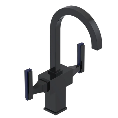 Rubinet Single Hole Dual Handle Lav. Set. (less drain) Black