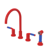 Rubinet Widespread Kitchen Set with Hand Spray Red