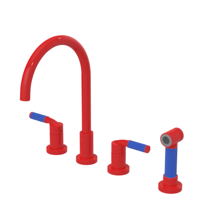 Rubinet Widespread Kitchen Set with Hand Spray Red