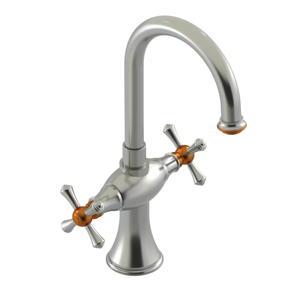 Rubinet Single Hole Dual Handle Lav. Set. (less drain) Satin Nickel