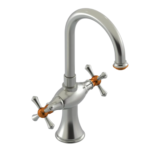 Rubinet Single Hole Dual Handle Lav. Set. (less drain) Satin Nickel