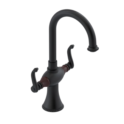 Rubinet Single Hole Dual Handle Lav. Set. (less drain) Matt Black
