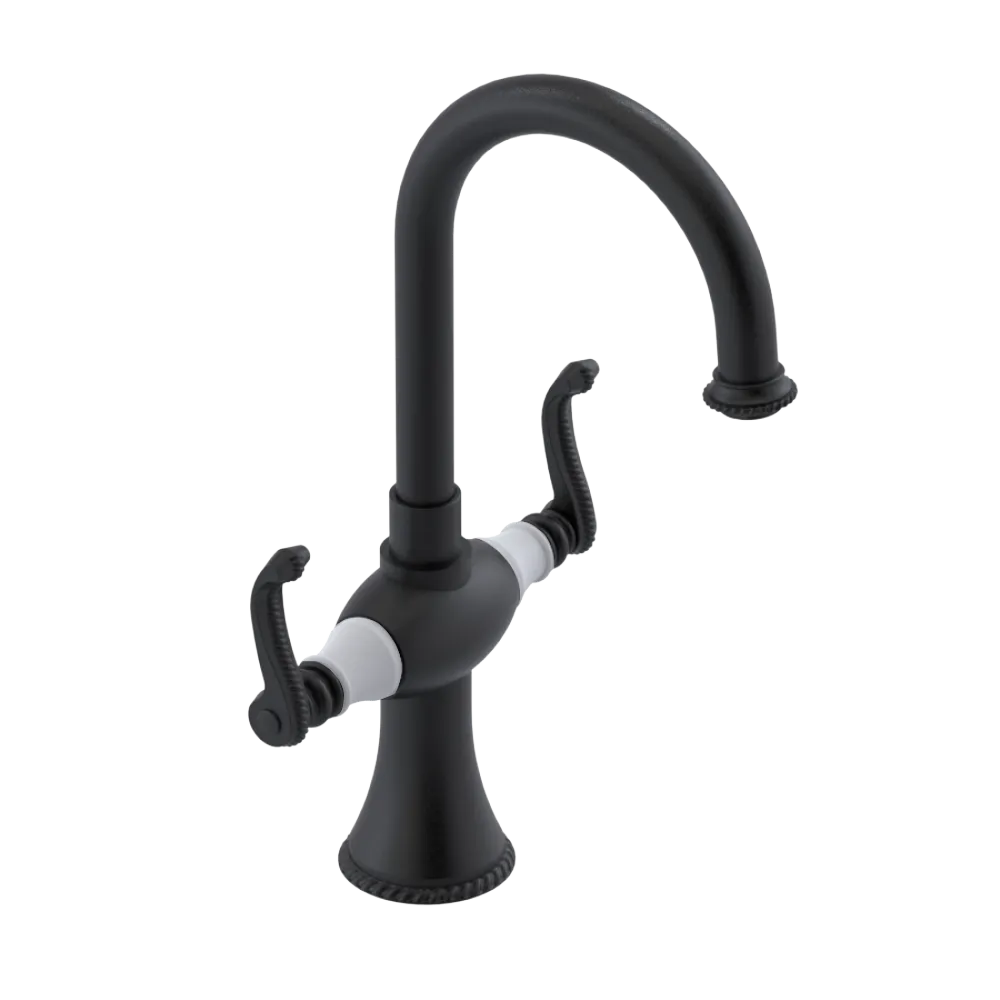 Rubinet Single Hole Dual Handle Lav. Set. (less drain) Matt Black