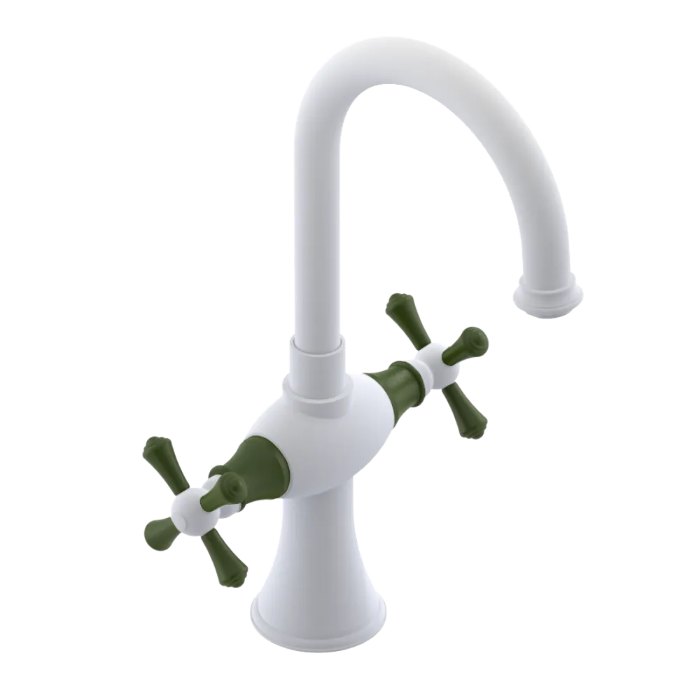 Rubinet Single Hole Dual Handle Lav. Set. (less drain) Matt White