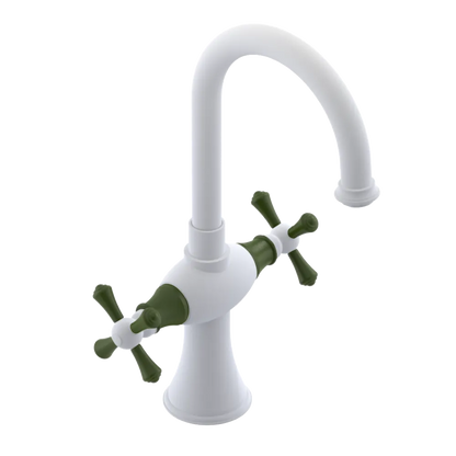 Rubinet Single Hole Dual Handle Lav. Set. (less drain) Matt White