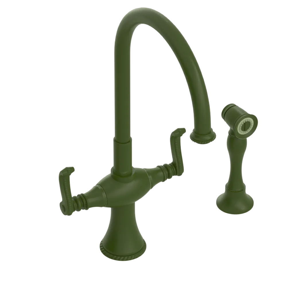 Rubinet Two Handle Single Hole Kitchen Set with Hand Spray Green Envy