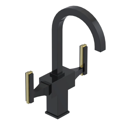 Rubinet Single Hole Dual Handle Lav. Set. (less drain) Black