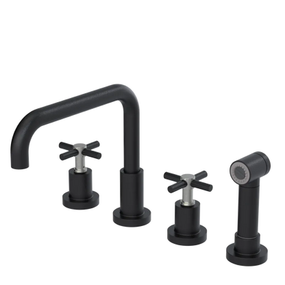Rubinet Widespread Kitchen Set with Hand Spray Matt Black