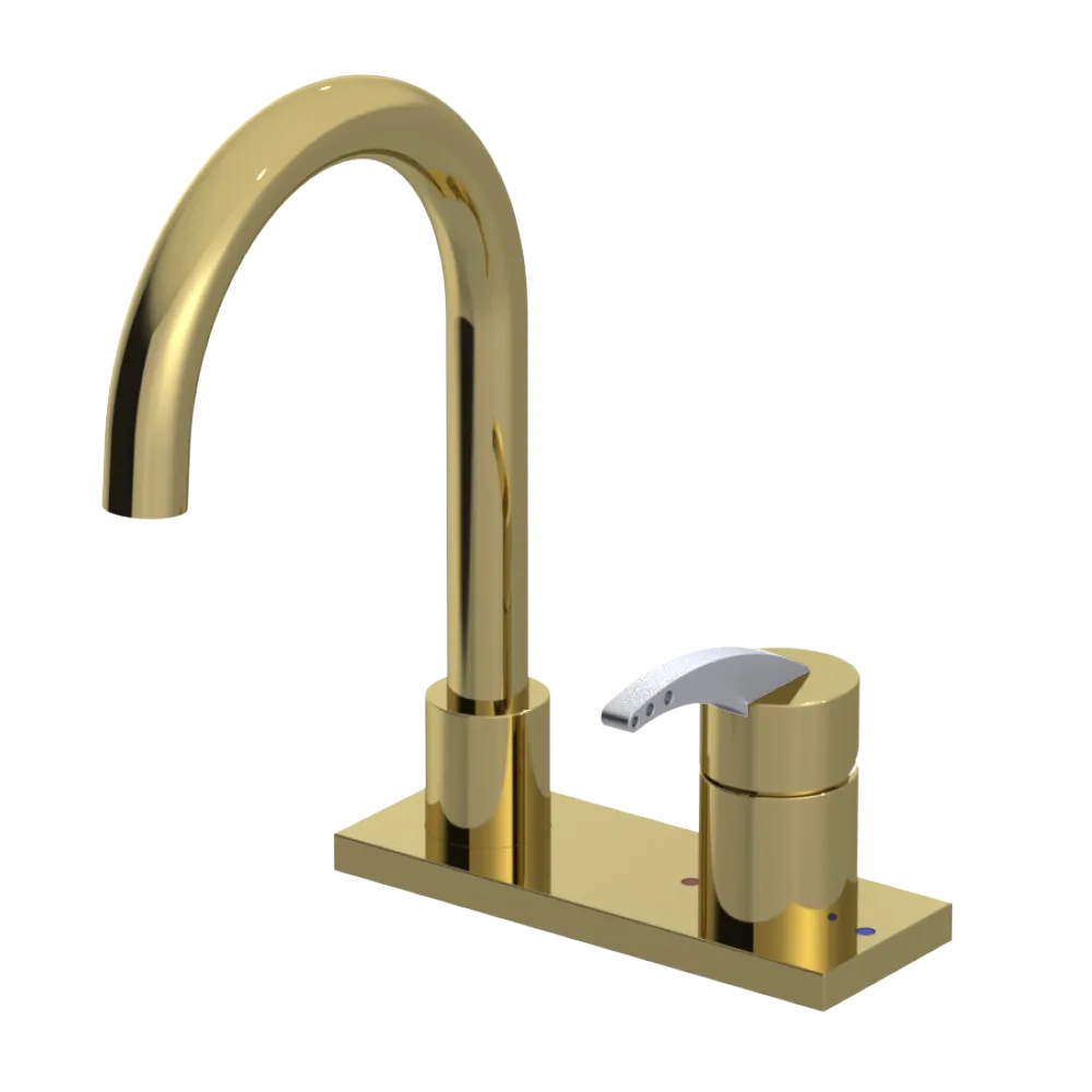 Rubinet 4" Centre Single Control Lav. Set. (less drain) Natural Brass