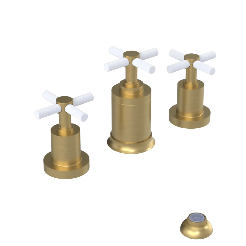 Rubinet Bidet Fitting with Spray, Diverter, and Vacuum Breaker (less drain) Satin Brass