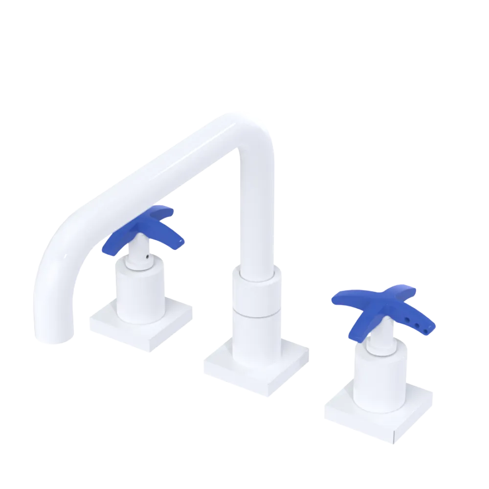 Rubinet Widespread Kitchen Set with Genesis Spout White
