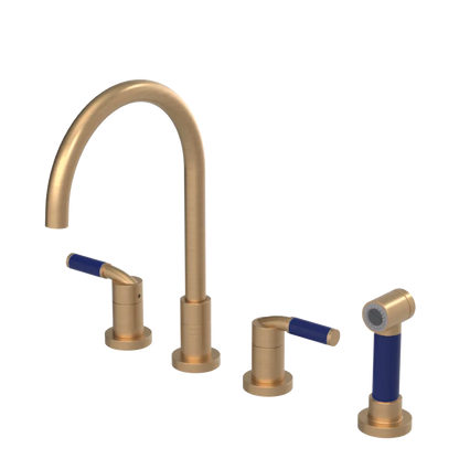 Rubinet Widespread Kitchen Set with Hand Spray Satin Gold