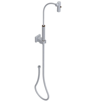 Rubinet Hand Held Shower Bidet with Extended Reach & Dual Function Spray Including Wall Bracket with Supply & Hose (Square) Matt White