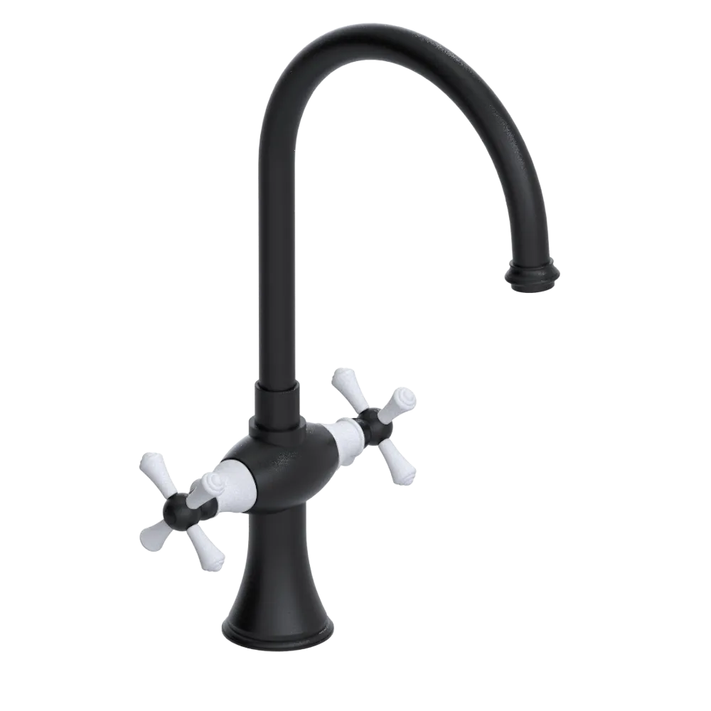 Rubinet Two Handle Single Hole Kitchen Set Matt Black