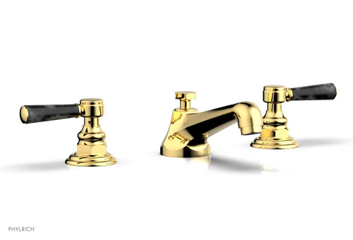 Phylrich HEX TRADITIONAL Widespread Faucet - Black Marble Lever Handles 500-03