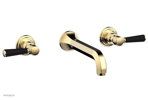 Phylrich HEX TRADITIONAL Wall Lavatory Set - Satin Black Lever Handles 500-12