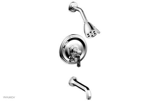 Phylrich HEX TRADITIONAL Pressure Balance Tub and Shower Set - Black Marble Lever Handle 500-28
