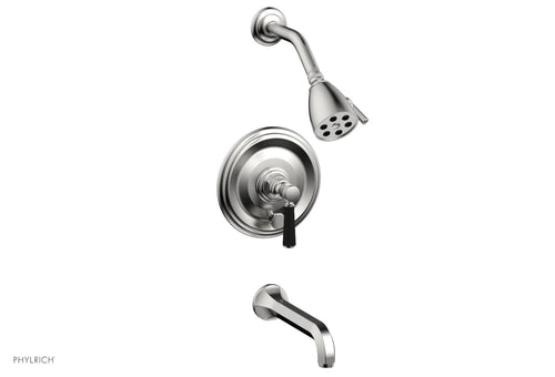 Phylrich HEX TRADITIONAL Pressure Balance Tub and Shower Set - Satin Black Lever Handle 500-27