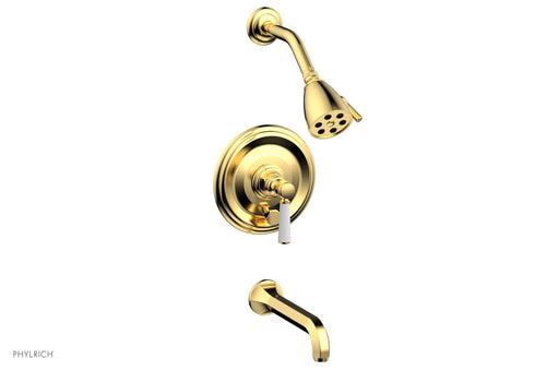Phylrich HEX TRADITIONAL Pressure Balance Tub and Shower Set - Satin White Lever Handle 500-27