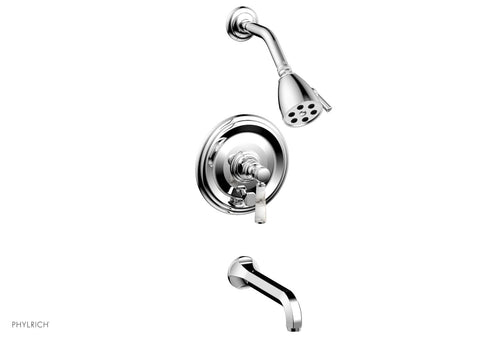 Phylrich HEX TRADITIONAL Pressure Balance Tub and Shower Set - White Marble Lever Handle 500-28
