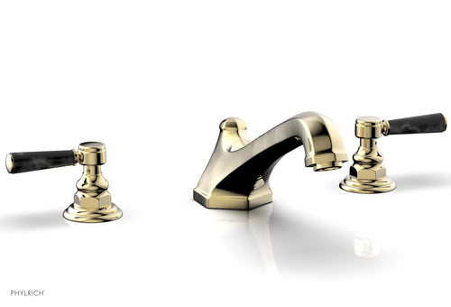 Phylrich HEX TRADITIONAL Deck Tub Set - Black Marble Lever Handles 500-42