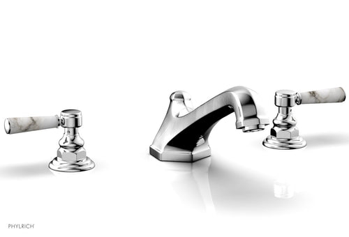 Phylrich HEX TRADITIONAL Deck Tub Set - White Marble Lever Handles 500-42