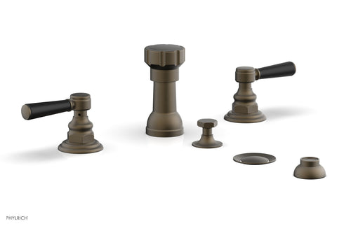 Phylrich HEX TRADITIONAL Four Hole Bidet Set - Satin Black Lever Handles 500-61