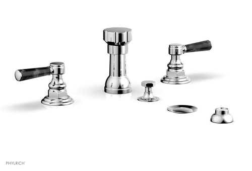 Phylrich HEX TRADITIONAL Four Hole Bidet Set - Black Marble Lever Handles 500-62
