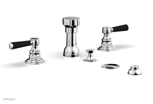Phylrich HEX TRADITIONAL Four Hole Bidet Set - Satin Black Lever Handles 500-61