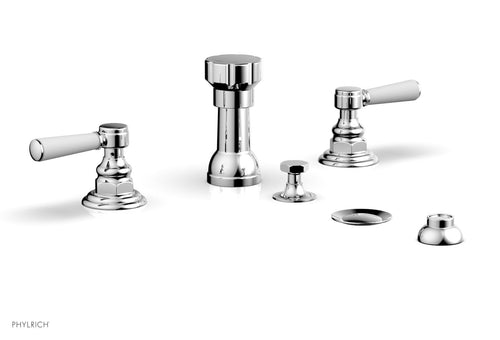 Phylrich HEX TRADITIONAL Four Hole Bidet Set - Satin White Lever Handles 500-61