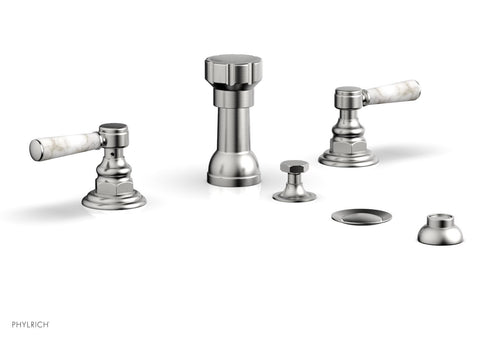 Phylrich HEX TRADITIONAL Four Hole Bidet Set - White Marble Lever Handles 500-62