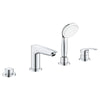 Grohe Eurosmart 4-Hole Single Handle Deck Mount Roman Tub Faucet with 1.75 GPM (6.6 L/min) Hand Shower