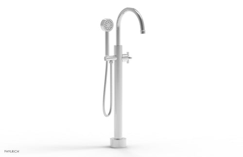 Phylrich HEX MODERN Low Floor Mount Tub Filler - Cross Handle with Hand Shower  501-46-03